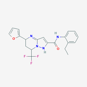 molecular formula C20H19F3N4O2 B319832 N-(2-ethylphenyl)-5-(furan-2-yl)-7-(trifluoromethyl)-1,5,6,7-tetrahydropyrazolo[1,5-a]pyrimidine-2-carboxamide 