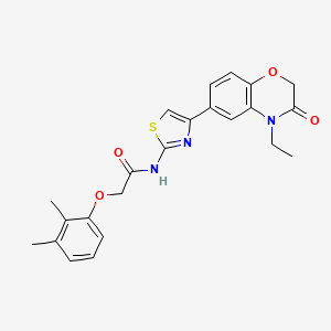 molecular formula C23H23N3O4S B3198322 2-(2,3-dimethylphenoxy)-N-(4-(4-ethyl-3-oxo-3,4-dihydro-2H-benzo[b][1,4]oxazin-6-yl)thiazol-2-yl)acetamide CAS No. 1011603-47-6
