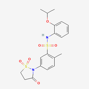 molecular formula C19H22N2O6S2 B3198325 5-(1,1-dioxido-3-oxoisothiazolidin-2-yl)-N-(2-isopropoxyphenyl)-2-methylbenzenesulfonamide CAS No. 1011624-78-4
