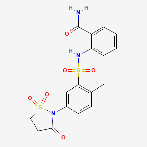 molecular formula C17H17N3O6S2 B3198328 2-(5-(1,1-Dioxido-3-oxoisothiazolidin-2-yl)-2-methylphenylsulfonamido)benzamide CAS No. 1011624-96-6