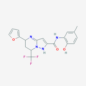 molecular formula C19H17F3N4O3 B319834 5-(furan-2-yl)-N-(2-hydroxy-5-methylphenyl)-7-(trifluoromethyl)-1,5,6,7-tetrahydropyrazolo[1,5-a]pyrimidine-2-carboxamide 