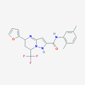 molecular formula C20H19F3N4O2 B319835 N-(2,5-dimethylphenyl)-5-(furan-2-yl)-7-(trifluoromethyl)-1,5,6,7-tetrahydropyrazolo[1,5-a]pyrimidine-2-carboxamide 