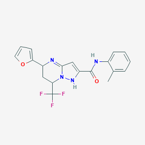 molecular formula C19H17F3N4O2 B319836 5-(furan-2-yl)-N-(2-methylphenyl)-7-(trifluoromethyl)-1,5,6,7-tetrahydropyrazolo[1,5-a]pyrimidine-2-carboxamide 