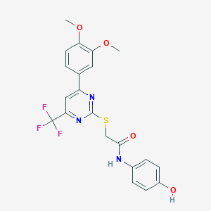 2-{[4-(3,4-dimethoxyphenyl)-6-(trifluoromethyl)-2-pyrimidinyl]sulfanyl}-N-(4-hydroxyphenyl)acetamide