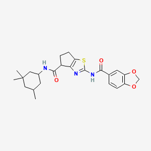 2-(benzo[d][1,3]dioxole-5-carboxamido)-N-(3,3,5-trimethylcyclohexyl)-5,6-dihydro-4H-cyclopenta[d]thiazole-4-carboxamide
