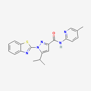 molecular formula C20H19N5OS B3198445 1-(benzo[d]thiazol-2-yl)-5-isopropyl-N-(5-methylpyridin-2-yl)-1H-pyrazole-3-carboxamide CAS No. 1013805-40-7