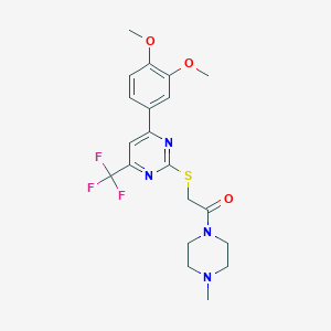 2-{[4-(3,4-Dimethoxyphenyl)-6-(trifluoromethyl)pyrimidin-2-yl]sulfanyl}-1-(4-methylpiperazin-1-yl)ethanone