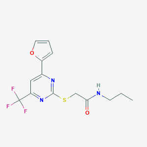 2-{[4-(2-furyl)-6-(trifluoromethyl)-2-pyrimidinyl]sulfanyl}-N-propylacetamide