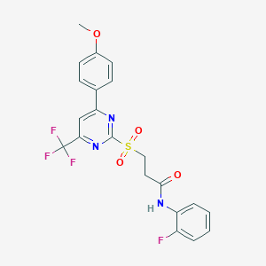 N-(2-fluorophenyl)-3-{[4-(4-methoxyphenyl)-6-(trifluoromethyl)pyrimidin-2-yl]sulfonyl}propanamide