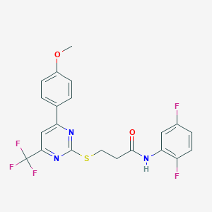 N-(2,5-difluorophenyl)-3-{[4-(4-methoxyphenyl)-6-(trifluoromethyl)-2-pyrimidinyl]sulfanyl}propanamide