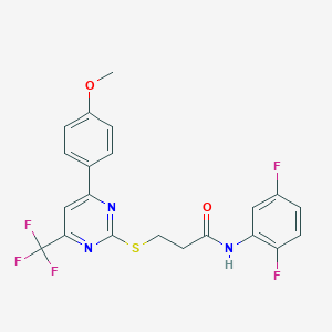 molecular formula C21H16F5N3O2S B319853 N-(2,5-difluorophenyl)-3-{[4-(4-methoxyphenyl)-6-(trifluoromethyl)-2-pyrimidinyl]sulfanyl}propanamide 