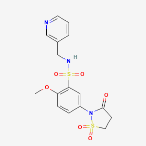 molecular formula C16H17N3O6S2 B3198536 5-(1,1-dioxido-3-oxoisothiazolidin-2-yl)-2-methoxy-N-(pyridin-3-ylmethyl)benzenesulfonamide CAS No. 1015535-87-1