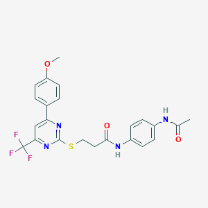 N-[4-(acetylamino)phenyl]-3-{[4-(4-methoxyphenyl)-6-(trifluoromethyl)-2-pyrimidinyl]sulfanyl}propanamide