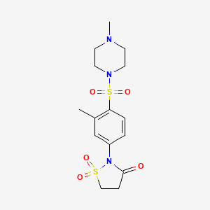 molecular formula C15H21N3O5S2 B3198543 2-(3-Methyl-4-((4-methylpiperazin-1-yl)sulfonyl)phenyl)isothiazolidin-3-one 1,1-dioxide CAS No. 1015568-87-2