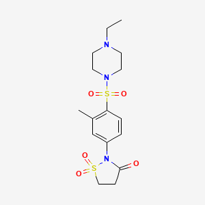 molecular formula C16H23N3O5S2 B3198556 2-(4-((4-Ethylpiperazin-1-yl)sulfonyl)-3-methylphenyl)isothiazolidin-3-one 1,1-dioxide CAS No. 1015601-93-0