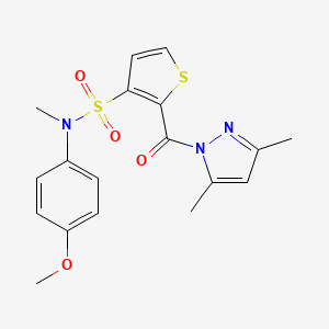 2-(3,5-dimethyl-1H-pyrazole-1-carbonyl)-N-(4-methoxyphenyl)-N-methylthiophene-3-sulfonamide