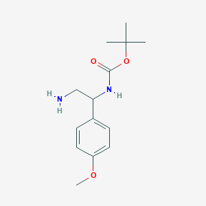 molecular formula C14H22N2O3 B3198631 tert-butyl N-[2-amino-1-(4-methoxyphenyl)ethyl]carbamate CAS No. 1016494-83-9