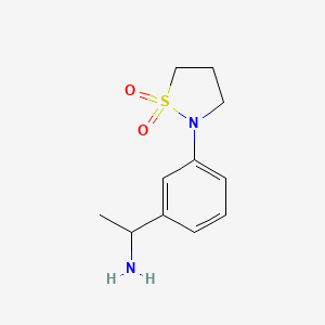 molecular formula C11H16N2O2S B3198706 2-[3-(1-Aminoethyl)phenyl]-1lambda6,2-thiazolidine-1,1-dione CAS No. 1016507-70-2
