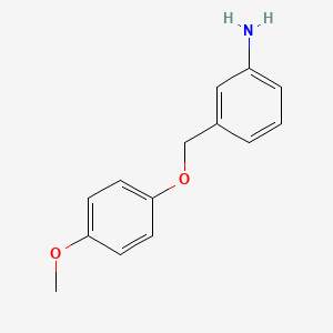 molecular formula C14H15NO2 B3198770 3-((4-Methoxyphenoxy)methyl)aniline CAS No. 1016523-59-3