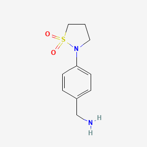 molecular formula C10H14N2O2S B3198785 2-[4-(Aminomethyl)phenyl]-1,2-thiazolidine-1,1-dione CAS No. 1016529-85-3