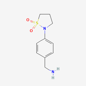 molecular formula C10H14N2O2S B3198785 2-[4-(氨甲基)苯基]-1,2-噻唑烷二酮 CAS No. 1016529-85-3