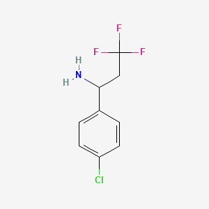 molecular formula C9H9ClF3N B3198797 1-(4-Chlorophenyl)-3,3,3-trifluoropropan-1-amine CAS No. 1016531-10-4