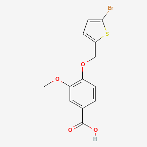 molecular formula C13H11BrO4S B3198930 4-[(5-Bromothiophen-2-yl)methoxy]-3-methoxybenzoic acid CAS No. 1016705-48-8