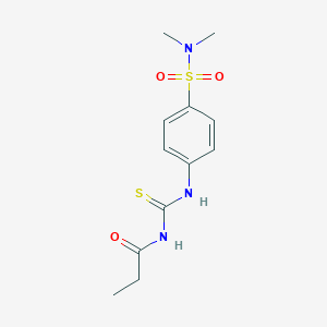 molecular formula C12H17N3O3S2 B319899 N-[({4-[(dimethylamino)sulfonyl]phenyl}amino)carbonothioyl]propanamide 