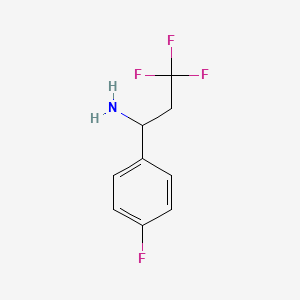 molecular formula C9H9F4N B3199023 3,3,3-Trifluoro-1-(4-fluorophenyl)propan-1-amine CAS No. 1016742-86-1