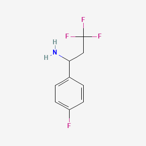 molecular formula C9H9F4N B3199023 3,3,3-三氟-1-(4-氟苯基)丙胺 CAS No. 1016742-86-1