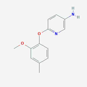 molecular formula C13H14N2O2 B3199076 6-(2-Methoxy-4-methylphenoxy)pyridin-3-amine CAS No. 1016758-03-4