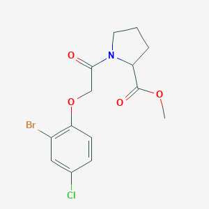 molecular formula C14H15BrClNO4 B319912 Methyl 1-[(2-bromo-4-chlorophenoxy)acetyl]-2-pyrrolidinecarboxylate 