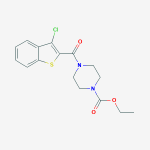 molecular formula C16H17ClN2O3S B319918 Ethyl 4-[(3-chloro-1-benzothien-2-yl)carbonyl]-1-piperazinecarboxylate 
