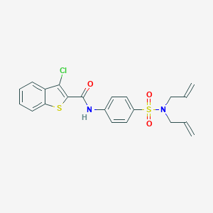 molecular formula C21H19ClN2O3S2 B319920 3-chloro-N-{4-[(diallylamino)sulfonyl]phenyl}-1-benzothiophene-2-carboxamide 