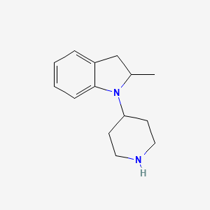 molecular formula C14H20N2 B3199416 2-Methyl-1-(piperidin-4-yl)-2,3-dihydroindole CAS No. 1016847-63-4