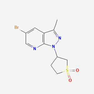 molecular formula C11H12BrN3O2S B3199444 3-{5-bromo-3-methyl-1H-pyrazolo[3,4-b]pyridin-1-yl}-1lambda6-thiolane-1,1-dione CAS No. 1016857-76-3