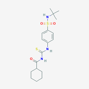 molecular formula C18H27N3O3S2 B319958 N-{[4-(tert-butylsulfamoyl)phenyl]carbamothioyl}cyclohexanecarboxamide 