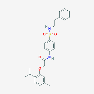 molecular formula C26H30N2O4S B319974 2-(2-isopropyl-5-methylphenoxy)-N-(4-{[(2-phenylethyl)amino]sulfonyl}phenyl)acetamide 