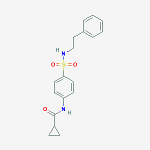 molecular formula C18H20N2O3S B319976 N-(4-{[(2-phenylethyl)amino]sulfonyl}phenyl)cyclopropanecarboxamide 