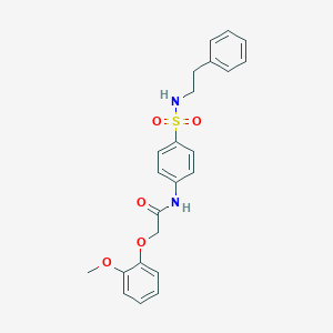 molecular formula C23H24N2O5S B319977 2-(2-methoxyphenoxy)-N-(4-{[(2-phenylethyl)amino]sulfonyl}phenyl)acetamide 