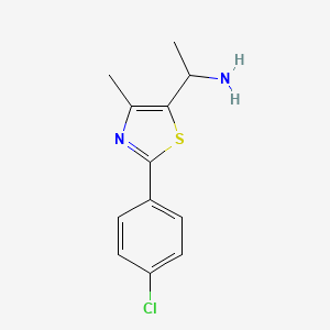 molecular formula C12H13ClN2S B3199861 1-[2-(4-Chlorophenyl)-4-methyl-1,3-thiazol-5-yl]ethan-1-amine CAS No. 1017170-44-3