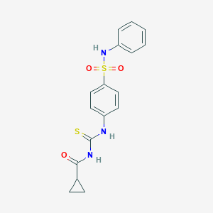 molecular formula C17H17N3O3S2 B319993 N-({[4-(anilinosulfonyl)phenyl]amino}carbonothioyl)cyclopropanecarboxamide 