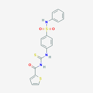 molecular formula C18H15N3O3S3 B319996 N-{[4-(phenylsulfamoyl)phenyl]carbamothioyl}thiophene-2-carboxamide 