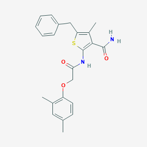 molecular formula C23H24N2O3S B320004 5-Benzyl-2-{[(2,4-dimethylphenoxy)acetyl]amino}-4-methyl-3-thiophenecarboxamide 