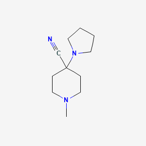 molecular formula C11H19N3 B3200181 1-Methyl-4-(pyrrolidin-1-yl)piperidine-4-carbonitrile CAS No. 1017434-16-0