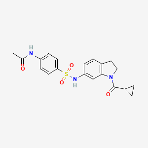molecular formula C20H21N3O4S B3200279 N-(4-{[1-(cyclopropylcarbonyl)-2,3-dihydro-1H-indol-6-yl]sulfamoyl}phenyl)acetamide CAS No. 1017662-09-7