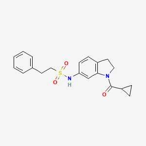 molecular formula C20H22N2O3S B3200287 N-(1-(cyclopropanecarbonyl)indolin-6-yl)-2-phenylethanesulfonamide CAS No. 1017662-13-3