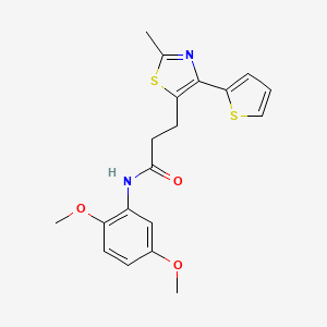molecular formula C19H20N2O3S2 B3200293 N-(2,5-dimethoxyphenyl)-3-[2-methyl-4-(thiophen-2-yl)-1,3-thiazol-5-yl]propanamide CAS No. 1017662-25-7