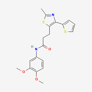 molecular formula C19H20N2O3S2 B3200298 N-(3,4-dimethoxyphenyl)-3-[2-methyl-4-(thiophen-2-yl)-1,3-thiazol-5-yl]propanamide CAS No. 1017662-27-9