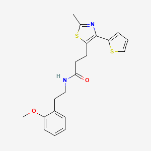 molecular formula C20H22N2O2S2 B3200303 N-[2-(2-methoxyphenyl)ethyl]-3-[2-methyl-4-(thiophen-2-yl)-1,3-thiazol-5-yl]propanamide CAS No. 1017662-45-1